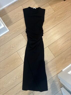 Zara ruched black midi dress